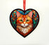 Ginger Cat Stained Glass Effect Heart Suncatcher